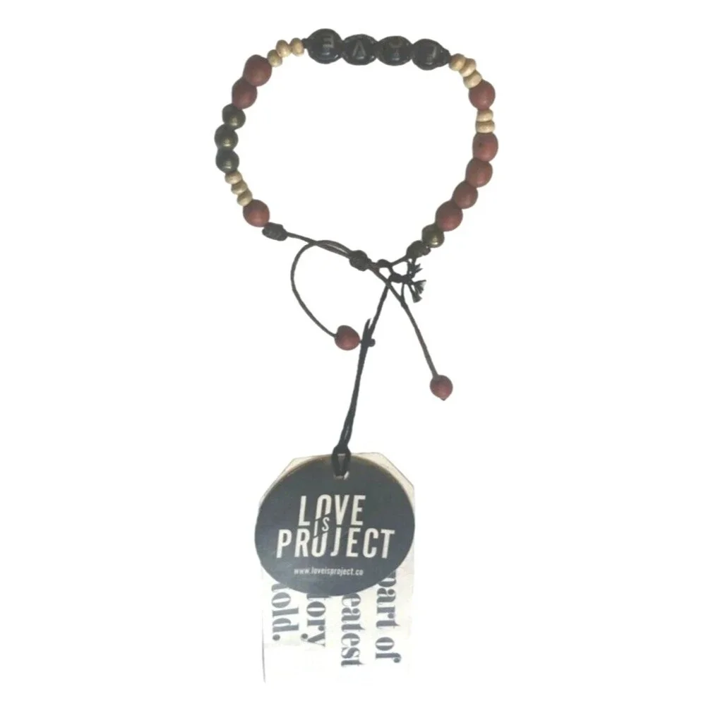 NWT Artisan bracelet Love is Project Handmade Beaded Boho adjustable nature